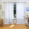 White Silver Tie Top Sheer Sari Curtain / Drape / Panel - Pair