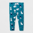 Baby Girls' Bunnies Legging - Cat & Jack Teal NB, Blue