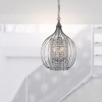 Compact Satin Nickel and Crystal Pendant Chandelier