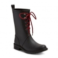 Merona Women's Hannah Lace Up Mid Calf Rain Boots - Black - Size:8