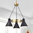 Sabina Metallic Goldtone Iron 3-light Chandelier with Black Iron Shades