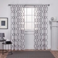 ATI Home Muse Jacquard Linen Sheer Rod Pocket Curtain Panel Pair