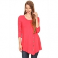 Women's Solid Color Button Trim Tunic ( )