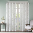 Madison Park Kauna White Palm Leaf Burnout Lightweight Sheer Curtain Panel with Grommet Finish