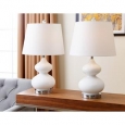 Abbyson Sophia White Glass Table Lamp (Set of 2)