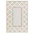 White Wash Wood Lattice Beveled Mirror