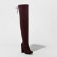 A Day Women's Penelope Heel Over The Knee Boots - Burgundy - Size:7.5