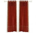 Rust Hand Crafted Grommet Top Sheer Sari Curtain Panel -Piece