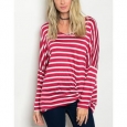 JED Women's Relaxed Fit Striped Long Sleeve Knit Top