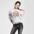 Women's Good Vibes Graphic Pullover Sweatshirt - Mighty Fine (Juniors') Gray XS