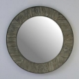 Infurniture Grey Glass/Wood 27.5-inch Round Rustic Mirror