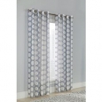 Madison Blue/White Sheer Geometric Grommet-top Curtain Panel