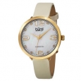 Burgi Classic Women's Quartz Diamond Markers Leather Gold-Tone Strap Watch