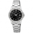 Seiko Women's SUR719 Stainless Steel Crystal Adorned Watch with Date